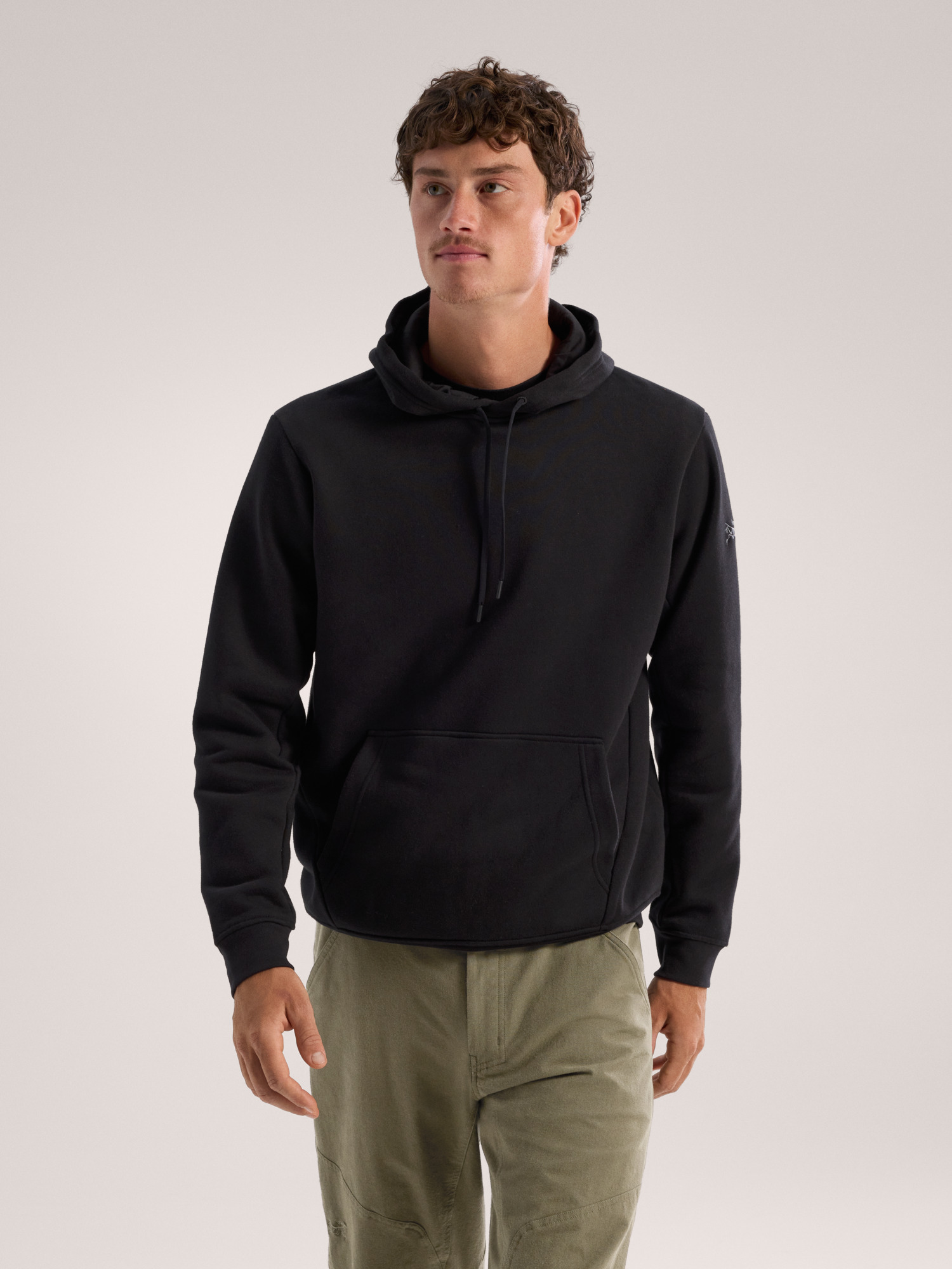 F25-X000009788-Emblem-Fleece-Hoody-Black-Front-View