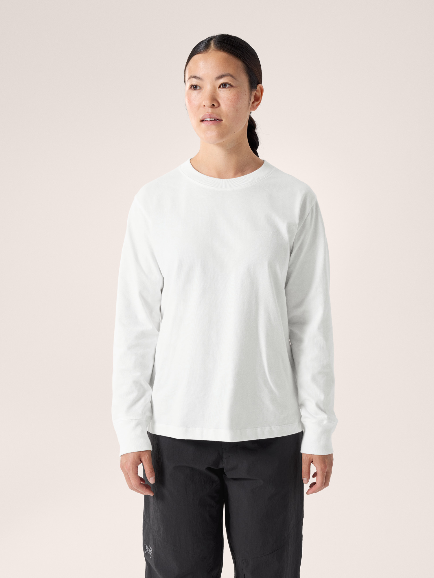 S26-X000008469-Kragg-Cotton-Bird-Crew-Neck-Shirt-LS-White-Light-White-Women-s-Front-View