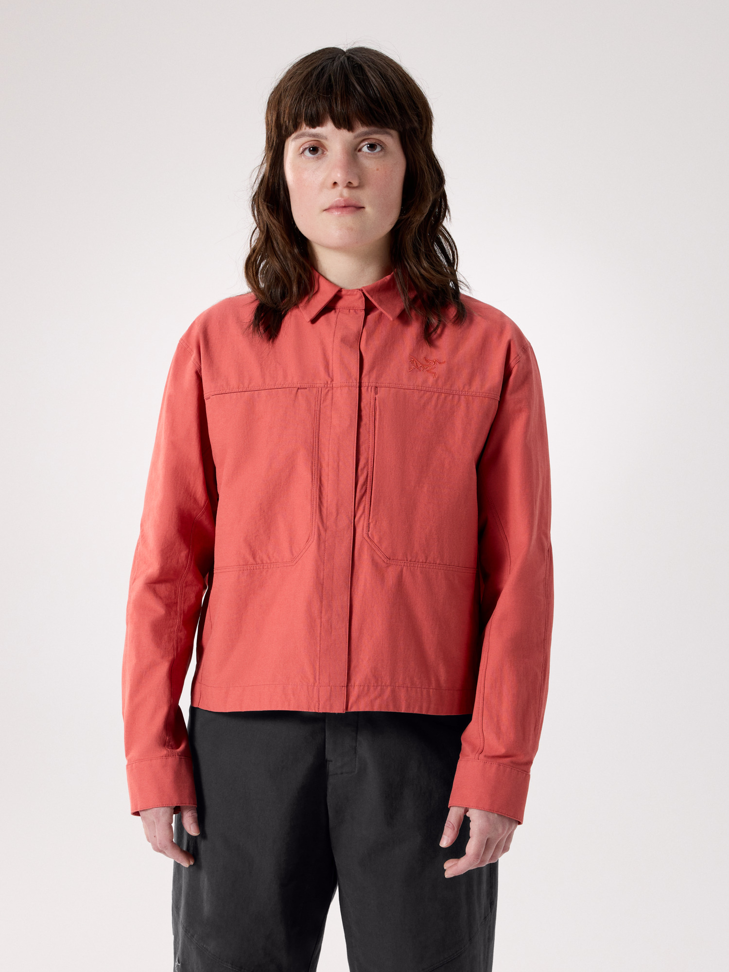 S26-X000010240-Clarkia-SL-Cotton-Overshirt-Stone-Red-Women-s-Front-View